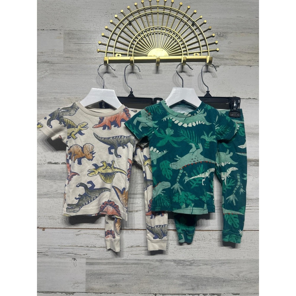 Carter's Pajama Bundle Boys‎ 18m Teal Cream Dinosaur Prints